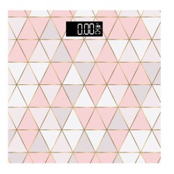 Ζυγαριά μπάνιου ηλεκτρονική γυάλινη rose gold ρόμβοι 30x30εκ.