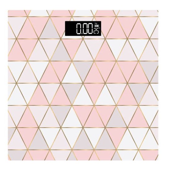 Ζυγαριά μπάνιου ηλεκτρονική γυάλινη rose gold ρόμβοι 30x30εκ.