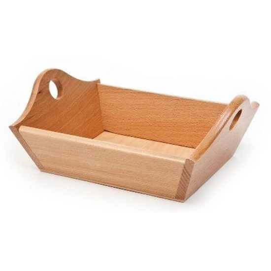 Ψωμιέρα-καλαθάκι ξύλινη οξυά καφέ 25x17x7εκ.