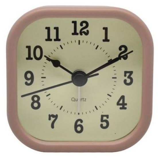 Ρολόι-ξυπνητήρι αθόρυβο ροζ 7,2x7,2x7,2εκ.