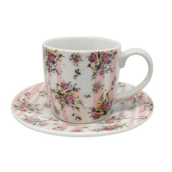 Σετ 6 φλυτζάνια καφέ με πιατάκια πορσελάνης 110cc