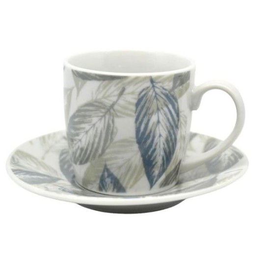 Σετ 6 φλυτζάνια καφέ με πιατάκια πορσελάνης 110cc