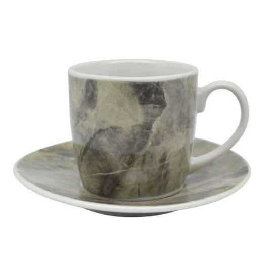 Σετ 6 φλυτζάνια καφέ με πιατάκια πορσελάνης 110cc