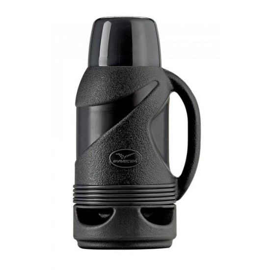 Θερμός πλαστικό με γυαλί μαύρο 350ml IDEAL
