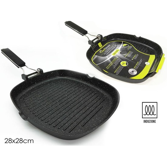 Ψηστιέρα αντικολλητική τετράγωνη 28x28εκ. με σπαστή λαβή