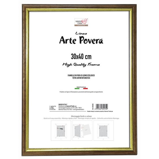 Κορνίζα ξύλινη καφέ/χρυσό 30x40εκ.