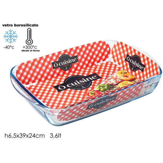 Ταψί πυρίμαχο borosilicate 39x24x6,5εκ. 3.6L