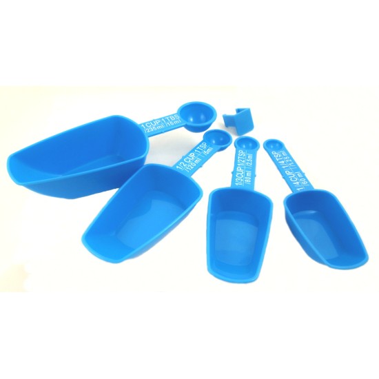 Σετ 4 σέσουλες-κουτάλια δοσομετρητές πλαστικές μπλε