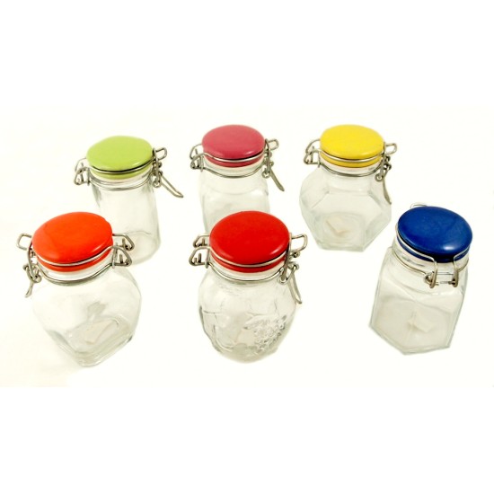 Σετ 12 βαζάκια μπαχαρικών με πορσελάνινο καπάκι 8x4,5εκ.