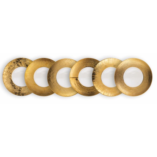 Σετ 6 πιάτα ρηχά πορσελάνης χρυσό 29x3,5εκ. DERAS