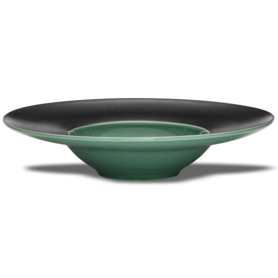 Πιάτο ζυμαρικών πορσελάνης πράσινο/μαύρο 29/12,5x5εκ. EKATE