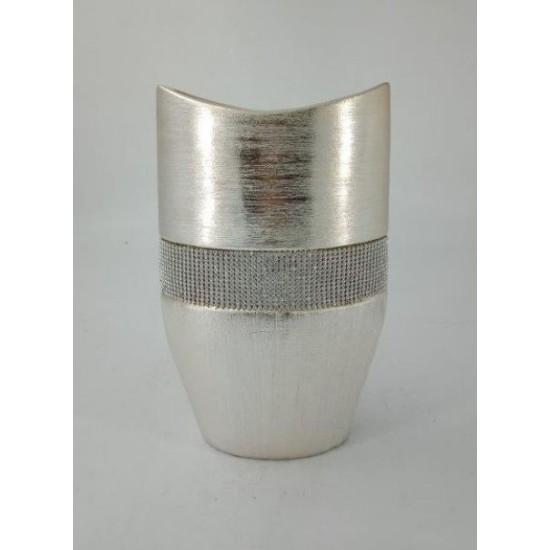 Ανθοδοχείο κεραμικό ασημί με στρας 18x9x28εκ.