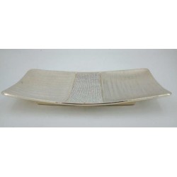 Πιατέλα κεραμική ασημί με στρας 40,3x24,4x5εκ.