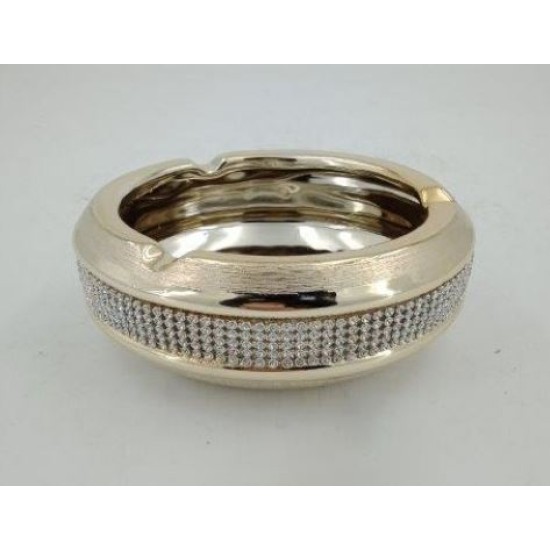 Σταχτοδοχείο κεραμικό ασημί με στρας 15x5,5εκ.