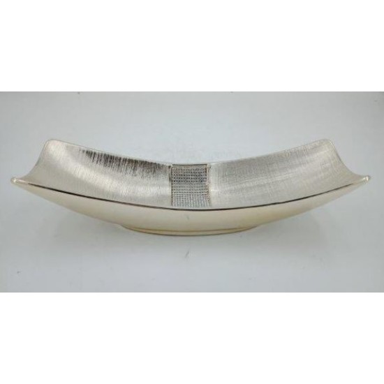 Πιατέλα κεραμική ασημί με στρας 36x12,8x7,8εκ.