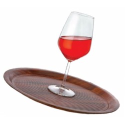 Δίσκος σερβιρίσματος laminated αντιολισθητικός στρόγγυλος καφέ Φ43εκ.