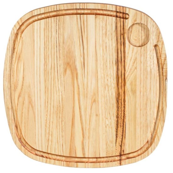 Πιατέλα ξύλινη καρυδιά με λούκι και 1 ντιπ 35x35x1,9εκ.