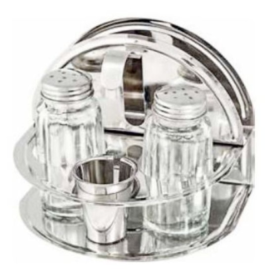 Σετ αλατοπίπερο 4 θέσεων ανοξείδωτο AISI 430 13x10,5x10,5εκ. Cortina