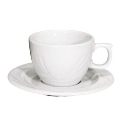 Φλυτζάνι καπουτσίνο πορσελάνινο κωνικό λευκό με ανάγλυφο 190ml NEFELI