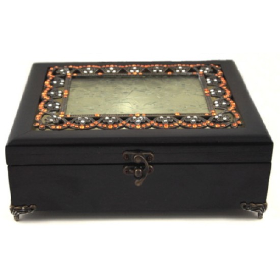 Μπιζουτιέρα ξύλινη με μέταλλο 10x15,2εκ.