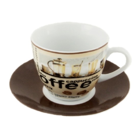 Σετ 6 φλυτζάνια τσαγιού καφέ-κόκκοι 220cc