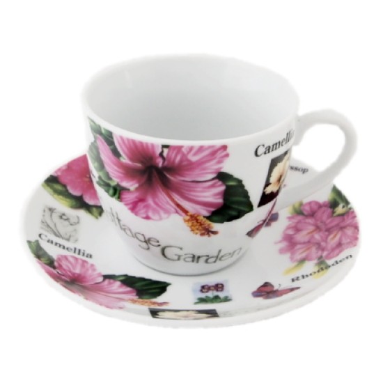 Σετ 6 φλυτζάνια τσαγιού ροζ-λουλούδια 230cc
