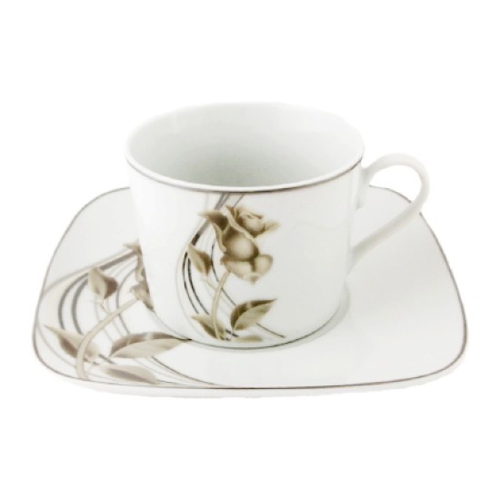 Σετ 6 φλυτζάνια τσαγιού καφέ λουλούδι 230cc