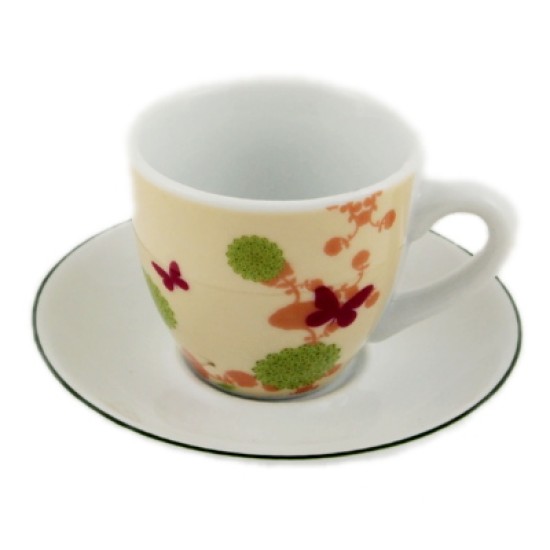 Σετ 6 φλυτζάνια καφέ πεταλούδα κρεμ 90cc