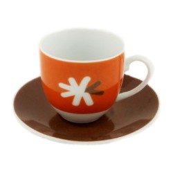 Σετ 6 φλυτζάνια καφέ πορτοκαλί-καφέ 100cc