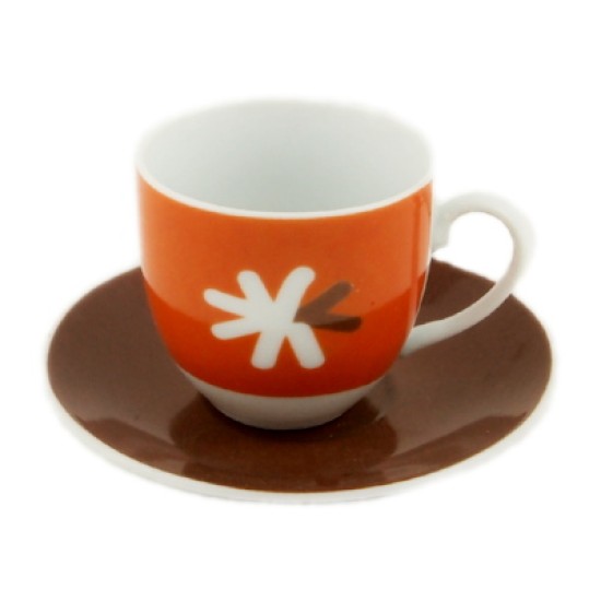 Σετ 6 φλυτζάνια καφέ πορτοκαλί-καφέ 100cc