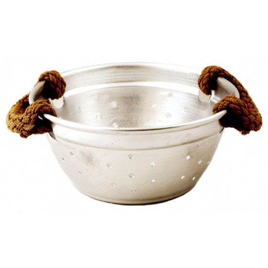 Ψωμιέρα-καλαθάκι αλουμινίου διάτρητη με σχοινιά 20x17x8εκ. Lux