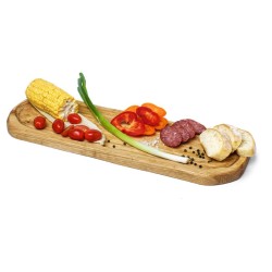 Πιατέλα ξύλινη καστανιά με λούκι χειροποίητη 60x20εκ.