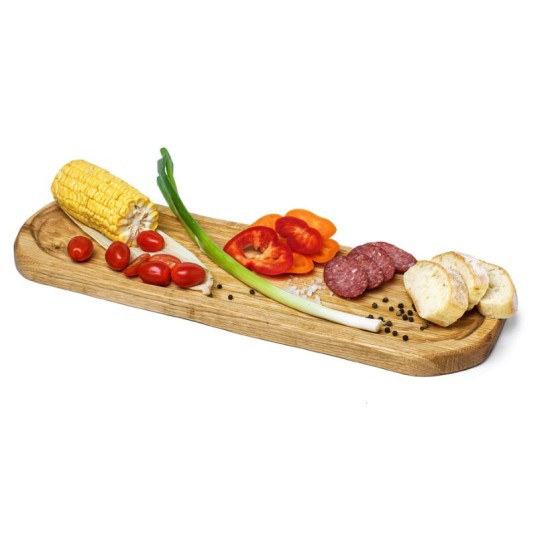 Πιατέλα ξύλινη καστανιά με λούκι χειροποίητη 26x17εκ.