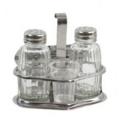 Σετ αλατοπίπερο 4 θέσεων ανοξείδωτο AISI 430 12x8x11,5εκ.