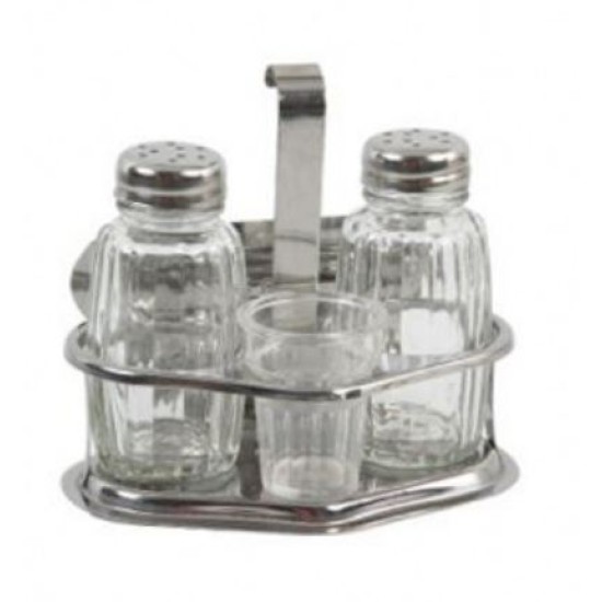 Σετ αλατοπίπερο 4 θέσεων ανοξείδωτο AISI 430 12x8x11,5εκ.