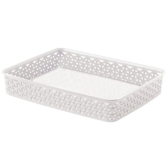 Καλάθι αποθήκευσης rattan λευκό 36x26x6εκ. MyStyle