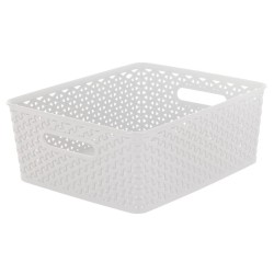 Καλάθι αποθήκευσης rattan λευκό 35,5x29,6x13εκ. MyStyle