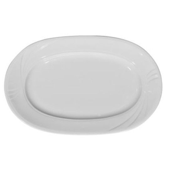 Πιατέλα πορσελάνινη λευκή οβάλ με ανάγλυφο 33εκ. NEFELI