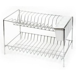 Πιατοθήκη διώροφη νίκελ με κουταλοθήκη 40x24x25εκ.