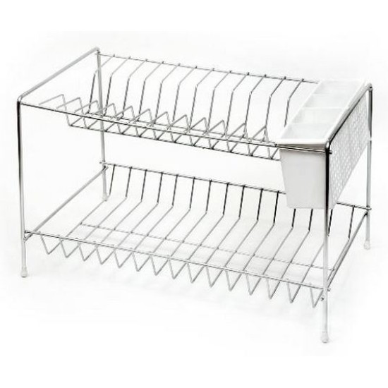 Πιατοθήκη διώροφη νίκελ με κουταλοθήκη 40x24x25εκ.