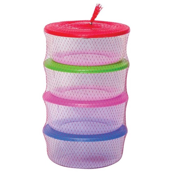 Σετ 4 φαγητοδοχεία στρόγγυλα πλαστικά 1L σε δίχτυ