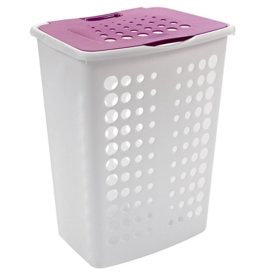 Καλάθι απλύτων πλαστικό μωβ/λευκό 45x34x57εκ. 60L Victor