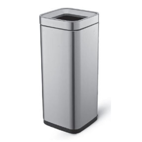 Κάδος απορριμμάτων ανοξείδωτος τετράγωνος με ανοικτή οροφή 25,3x25,3x43,4 20L